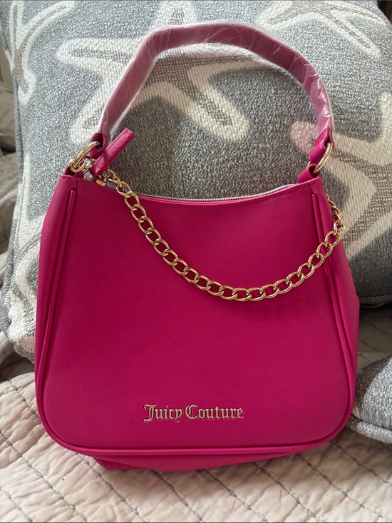 Juicy Couture Handbags - Juicy Couture Hot Pink Shoulder Bag with Gold Chain